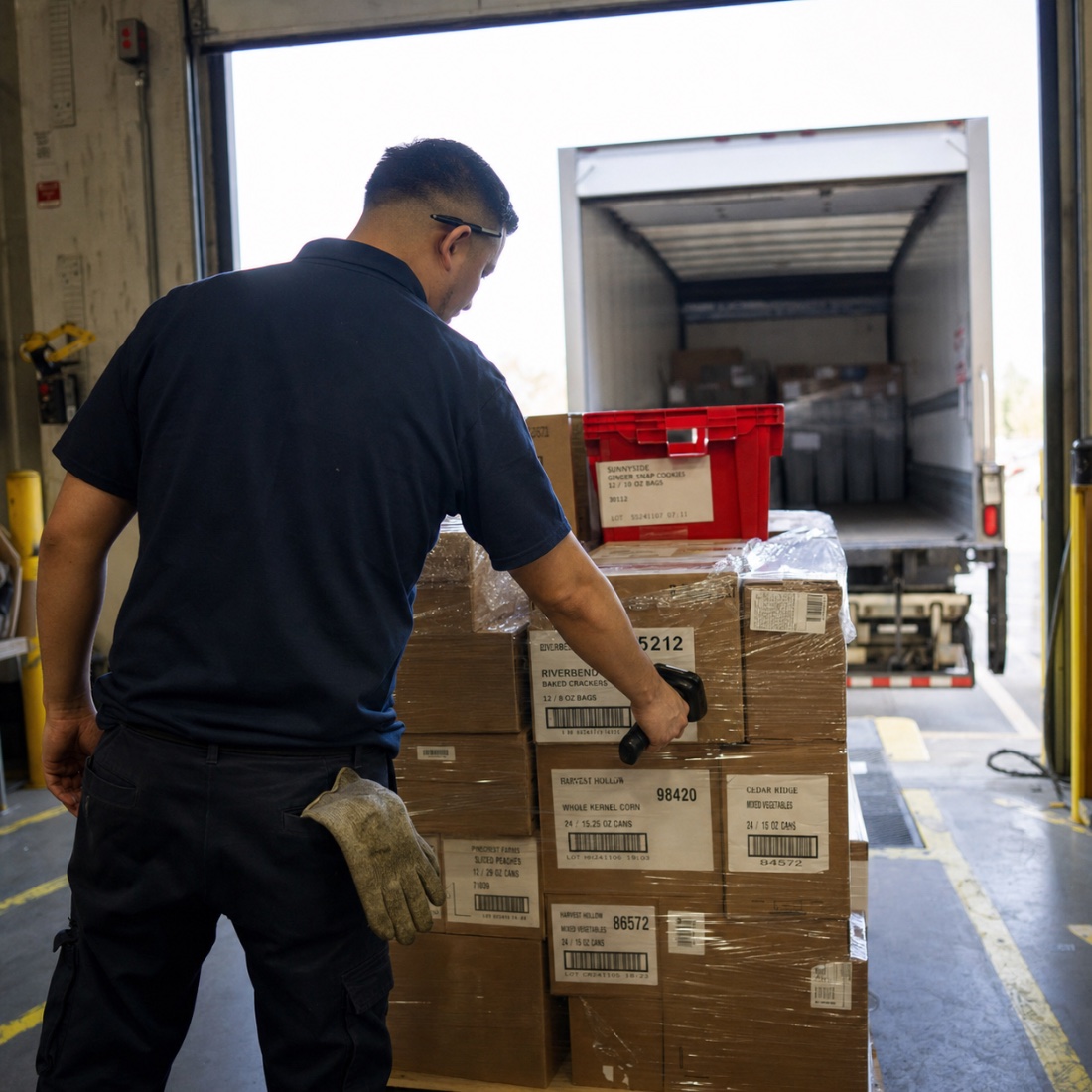 Pallet being scanned at the dock as it lands