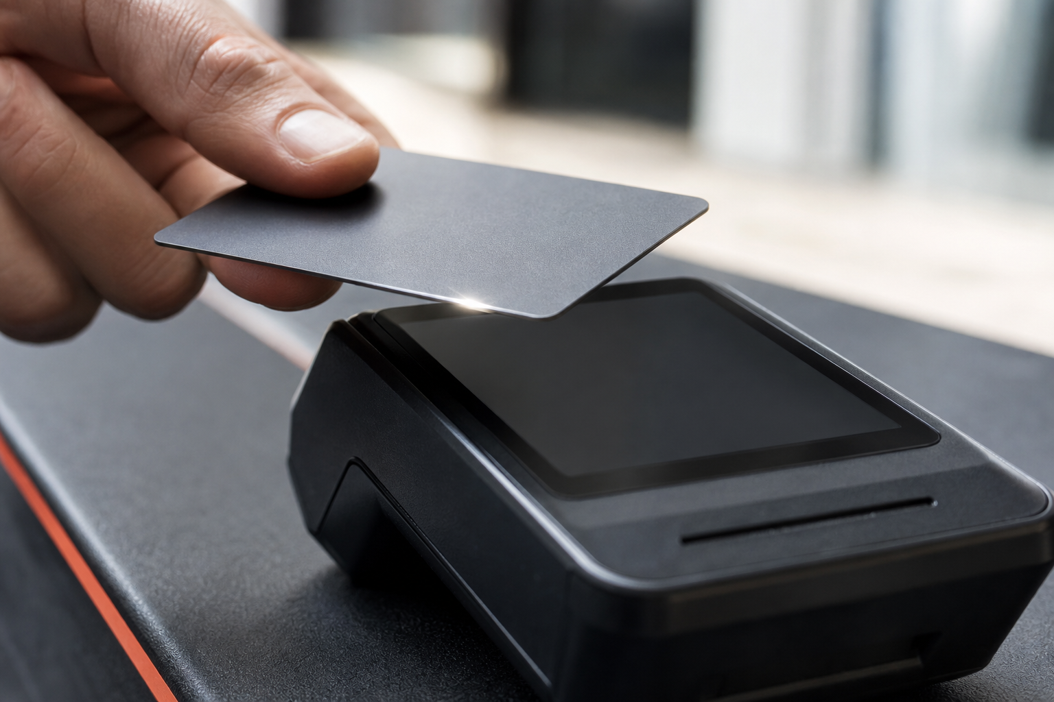 Contactless card tapped on a terminal